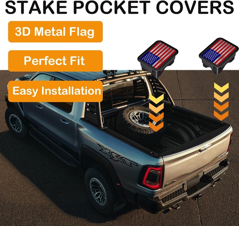 EVPLNT Ram 1500 Bed Rail Caps Covers, Stake Pocket Compatible with Dodge Ram 2019-2024 2025 2026 Truck Tonneau Covers Accessories(Set of 2) (Red/Blue) - Image 2